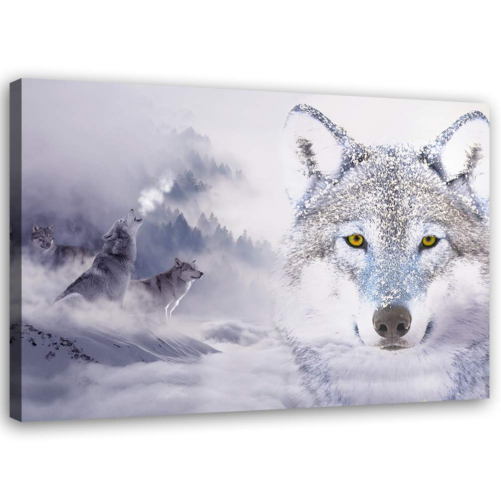 Feeby Vlies Leinwandbild Nebel Frost Winter 100x70 cm Wanddeko Design Kunstdruck Zimmerdeko Bilderwa