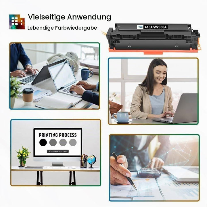 Cool Toner Kompatible für HP 415A 415X Multipack Tonerkartusche Ersatz für W2030A W2030X W2031A W203