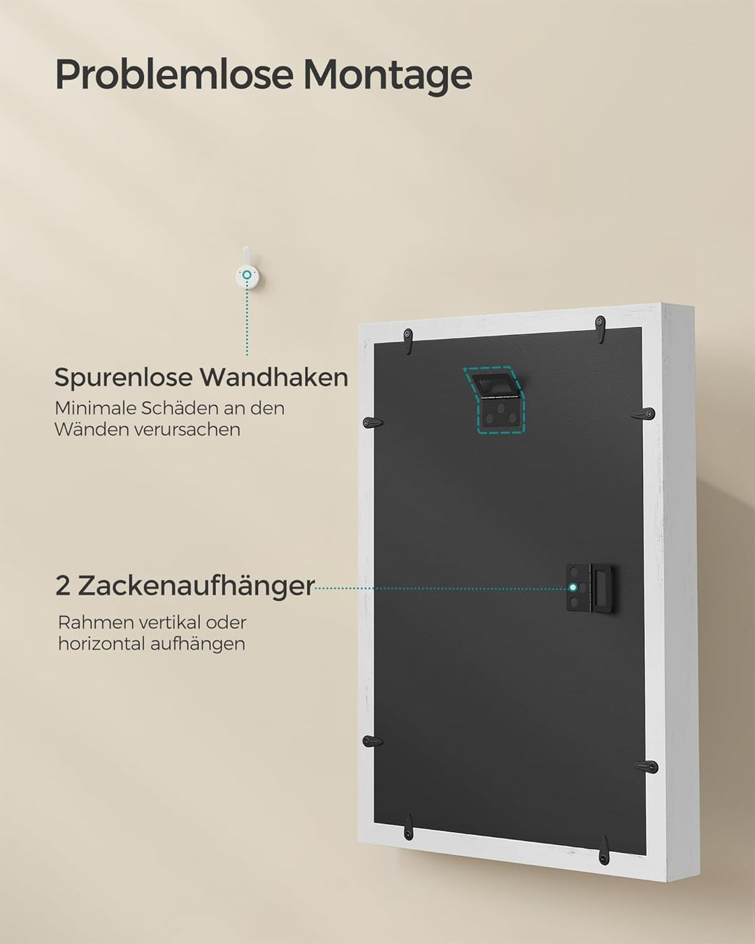 SONGMICS Bilderrahmen, 6 Passepartouts, 2er Set Fotorahmen zum Befüllen, 8 Stecknadeln, Collage für