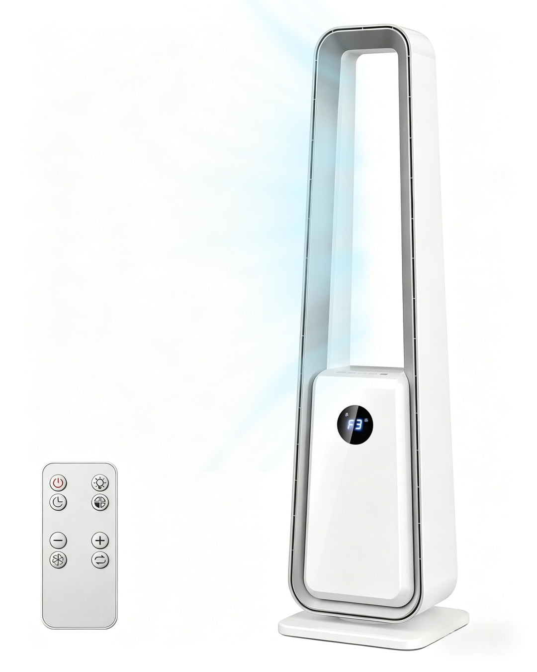 Leise Rotorloser Turmventilator mit Fernbedienung: 75° Oszillation Blattloser Ventilator 3 Modi & 12