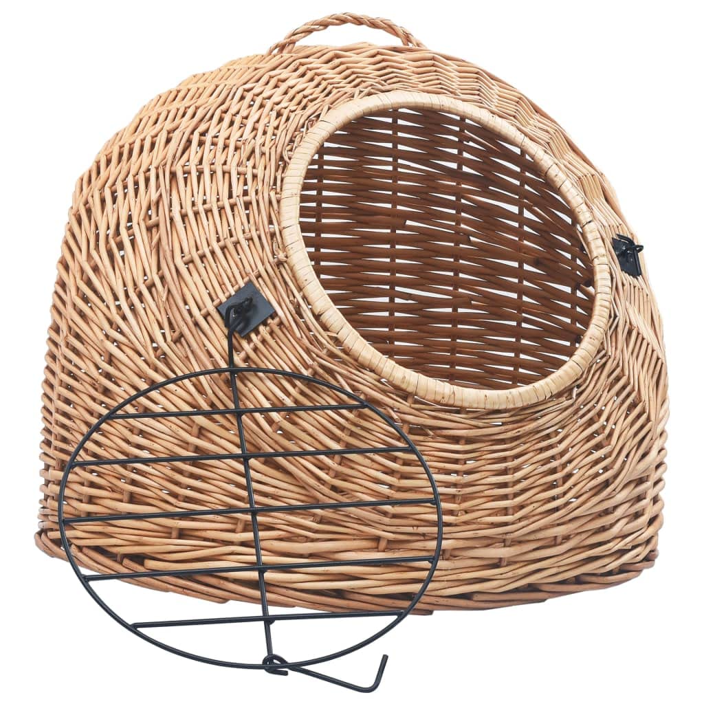 vidaXL Katzen Transportkorb Natürliche Weide Katzenbox Katzenkorb Transportbox 60 x 45 x 45 cm Gelb,