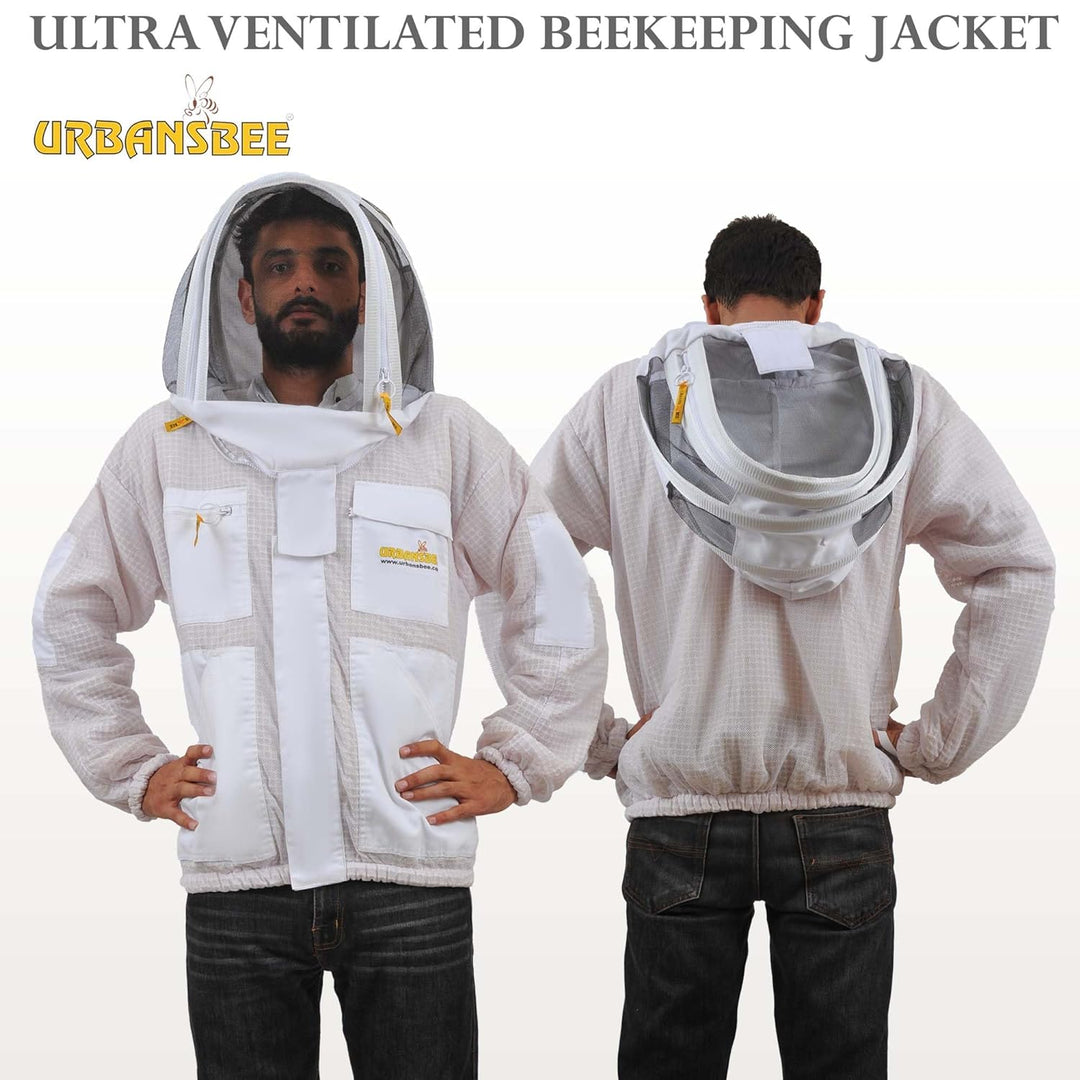 URBANSBEE Beekeeping Jacket 3-Layer Round Hat Pattern Vented Mask Beekeeping Jacket Protection for B