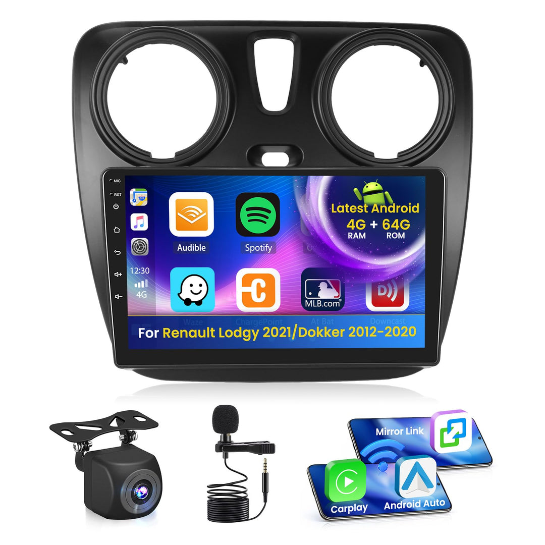 Inefala Android 15 Autoradio für Renault Lodgy 2021, Dokker 2012-2020 4+64G mit Wireless CarPlay And