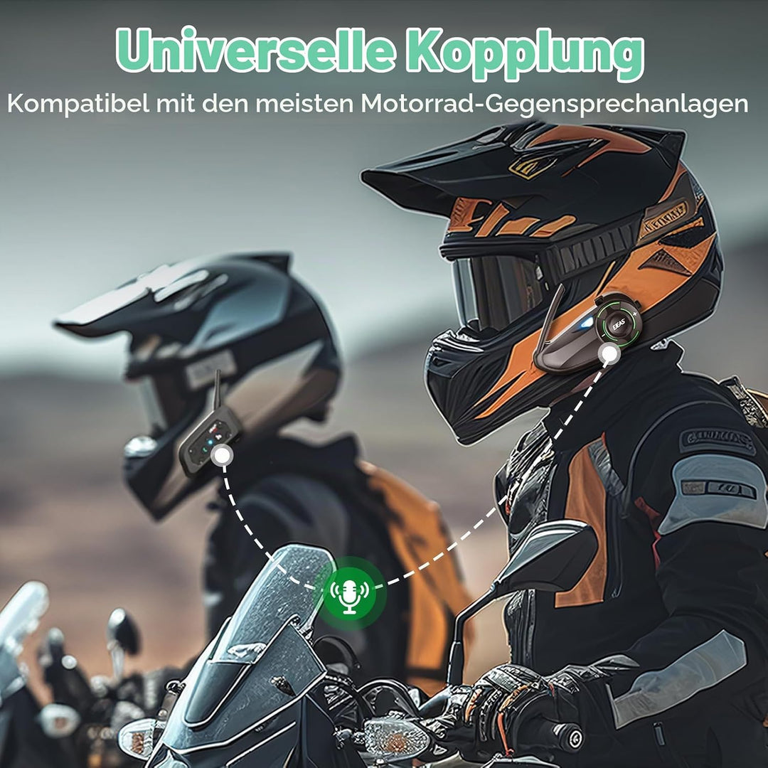 EJEAS Q8 Mesh Motorrad Bluetooth Headset, Helm Intercom für bis zu 6 Motorradfahrer Kommunikationssy