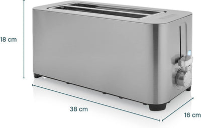 Princess 142402 Steel Toaster 2 Langer Schlitz - 7 einstellbare Stufen - 1400 W 4 Toasts Langer Schl