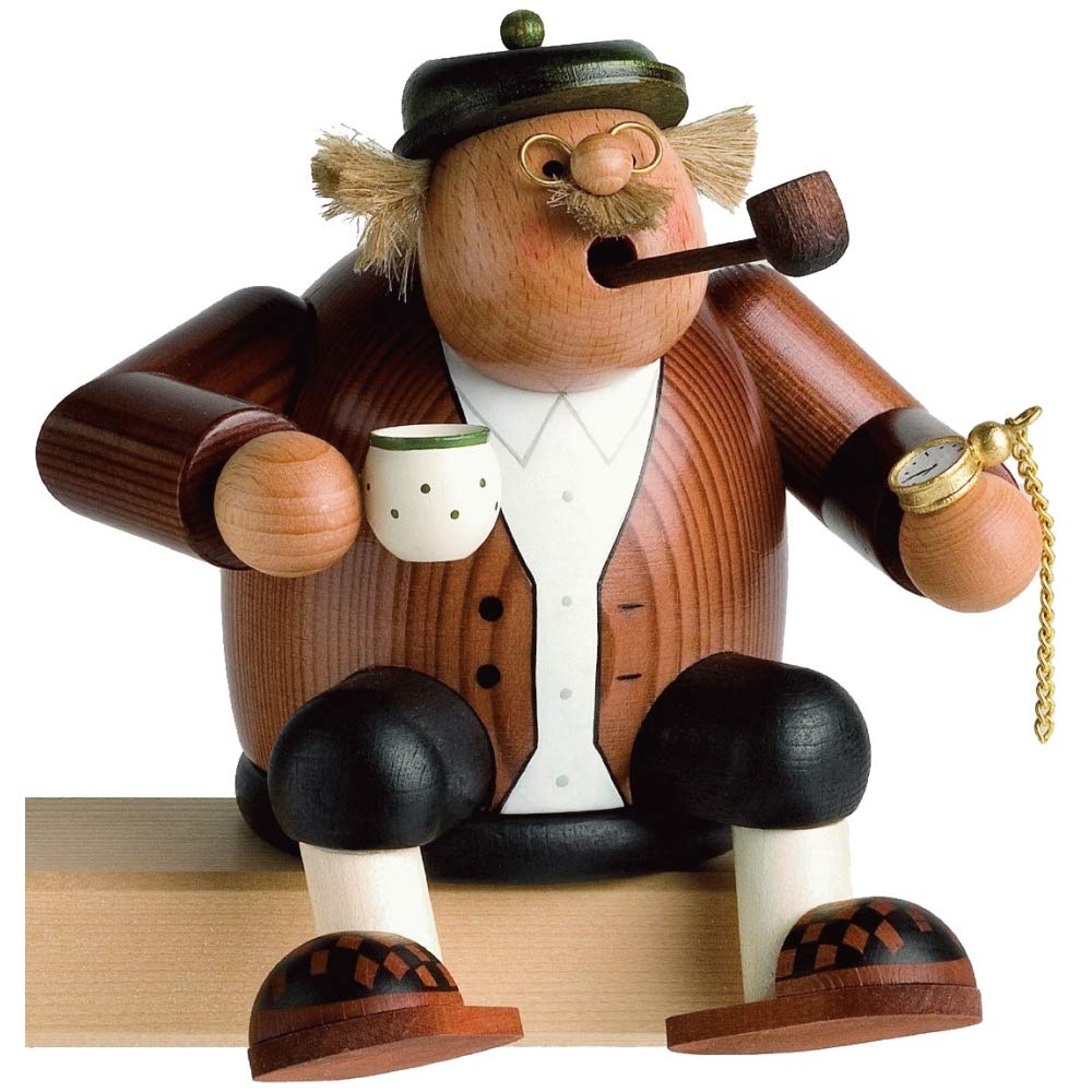 KWO Olbernhau 21686 Räuchermännchen Kantenhocker Opa, 16 cm