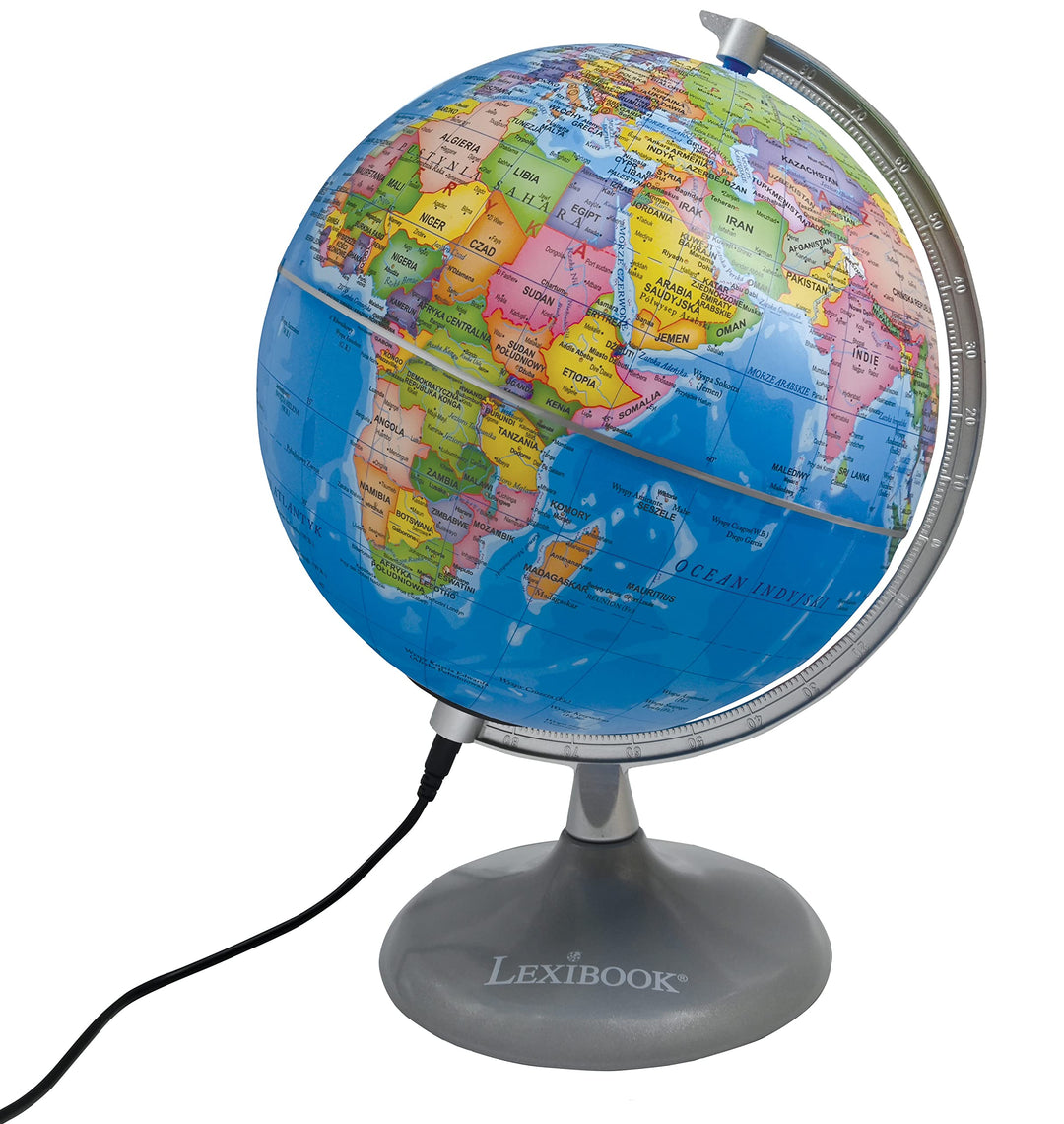 Lexibook PODŚWIETLANY GLOBUS-Planetarium, STEM, 2-w-1: Globus za dnia, Planetarium w nocy, NLJ185PL
