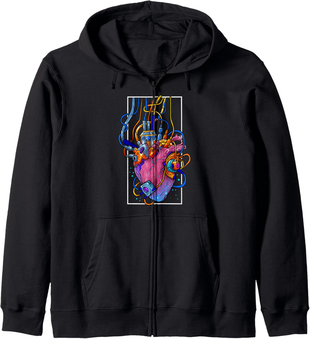 Cyborg Robot Heart Vaporwave Futuristic Cyberpunk Sci-Fi Kapuzenjacke