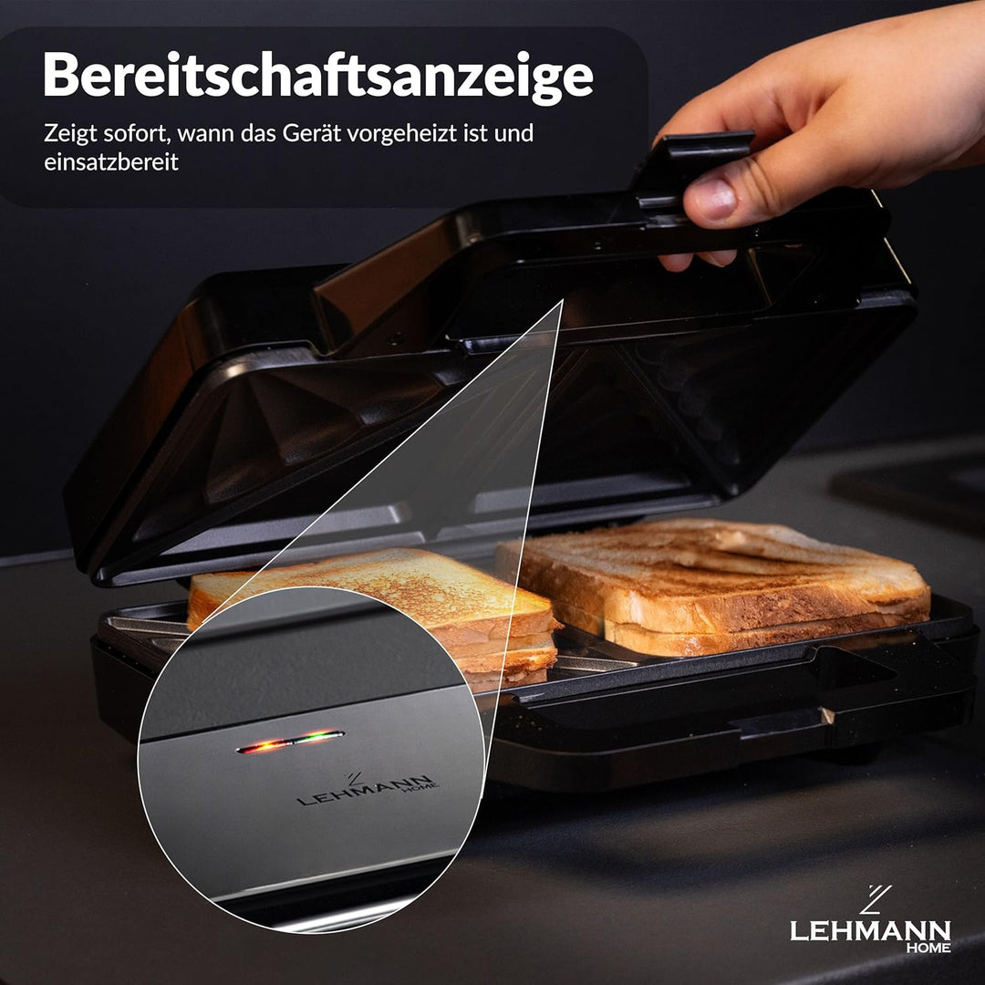 LEHMANN Sandwichmaker XXL - Extra grosse Sandwich-Platten - Sandwichtoaster XXL für 2 Muschelform-Sa
