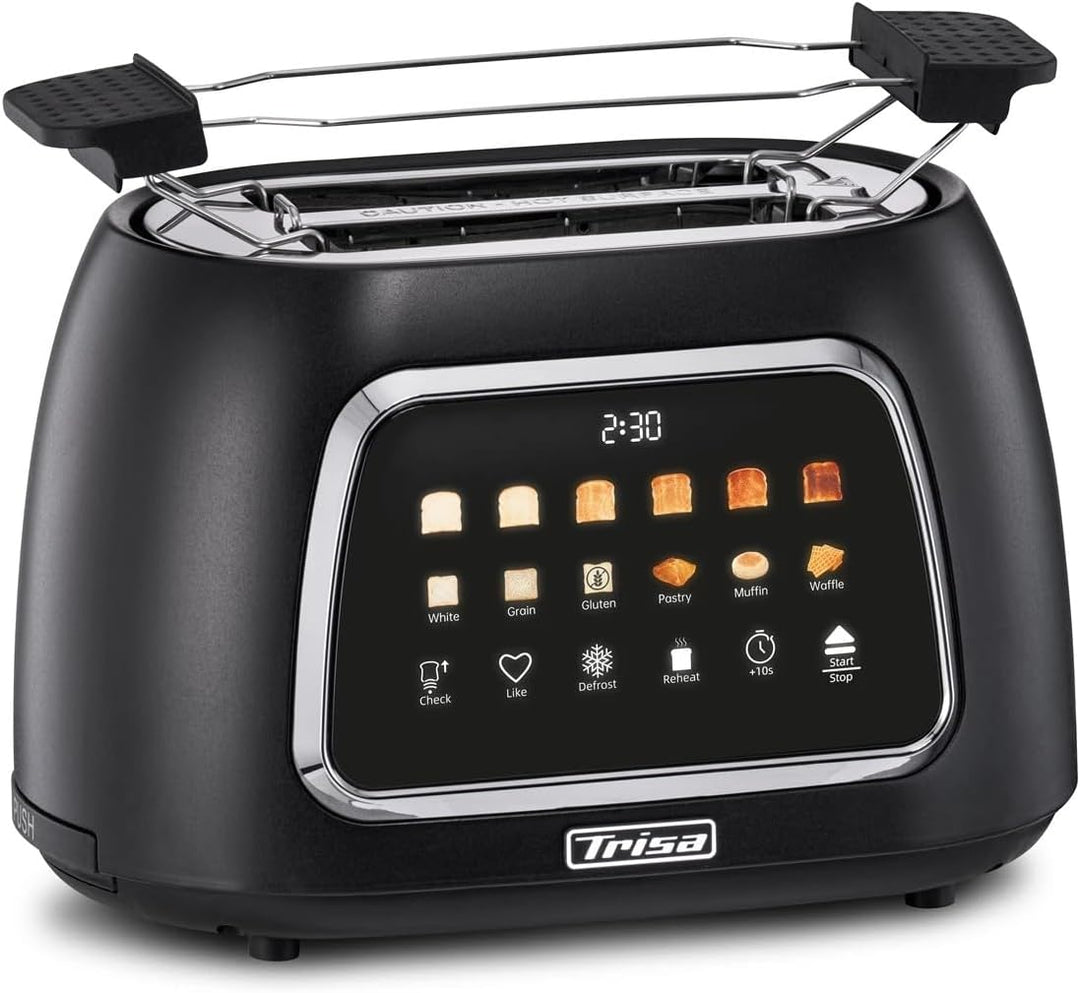 Trisa Toast IT! Digitaler Toaster 2 Scheiben 800W – Moderner Touchscreen Toaster mit Brötchenaufsatz