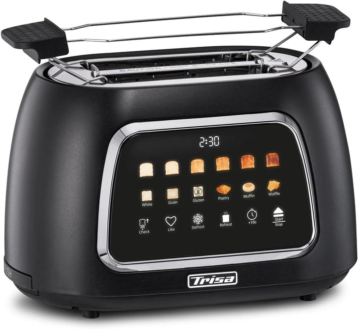 Trisa Toast IT! Digitaler Toaster 2 Scheiben 800W – Moderner Touchscreen Toaster mit Brötchenaufsatz