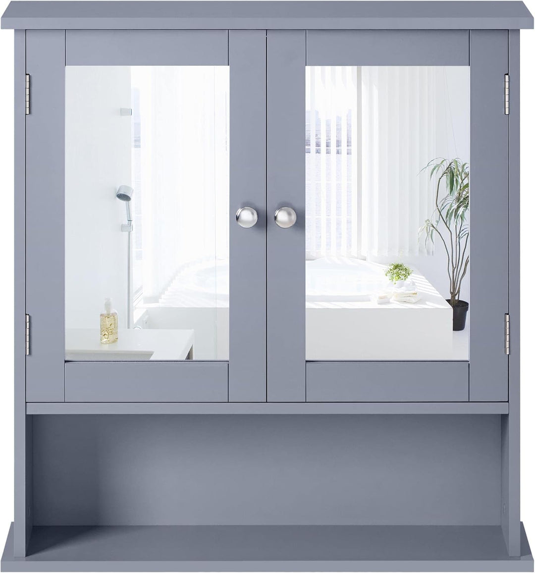 Yaheetech Spiegelschrank, Badschrank, Hängeschrank mit Spiegeltür, Badezimmerspiegel Wandschrank mit