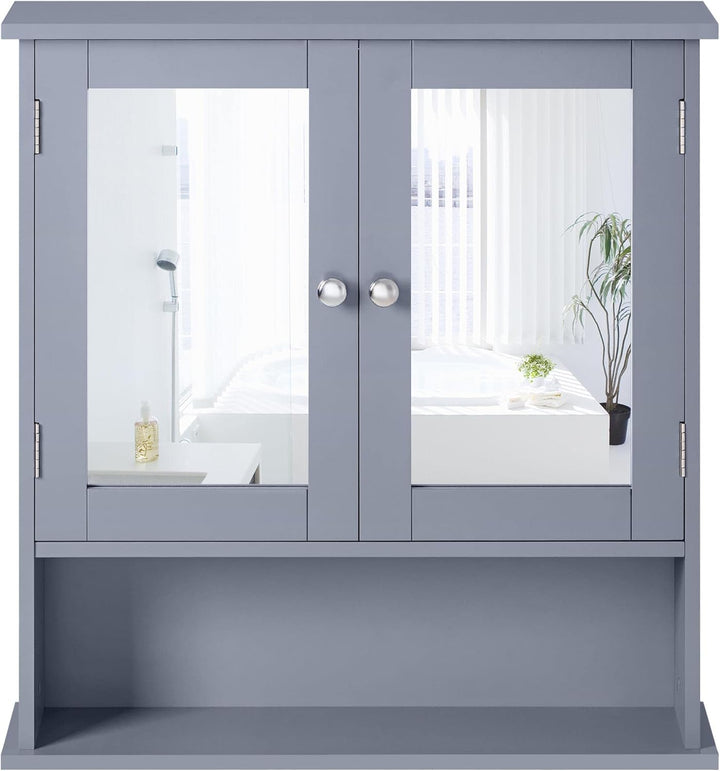 Yaheetech Spiegelschrank, Badschrank, Hängeschrank mit Spiegeltür, Badezimmerspiegel Wandschrank mit