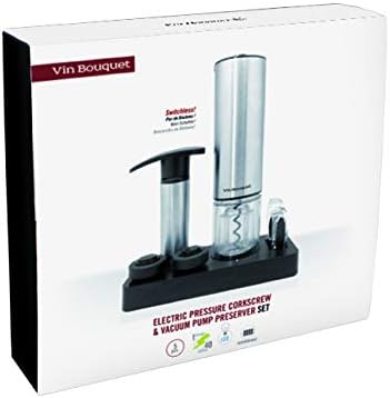 Vin Bouquet FI 002 Set - Elektrisches Korkenzieher-Set Deluxe, einschl. Pumpe mit zwei Verschlüssen
