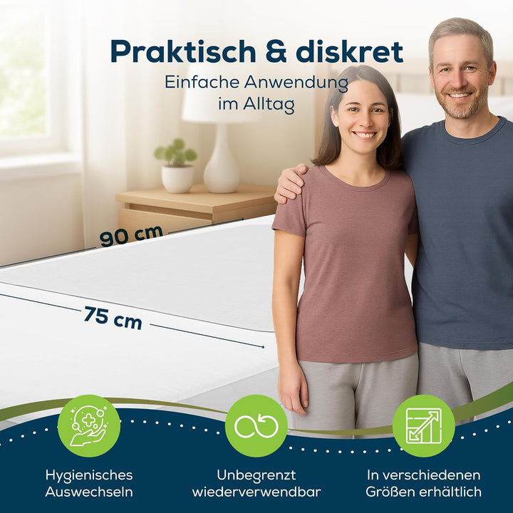 Sensalou Matratzen Auflage 75x90 cm - 2 Stück wasserdicht, waschbar - Inkontinenz Matratzenschutz Un