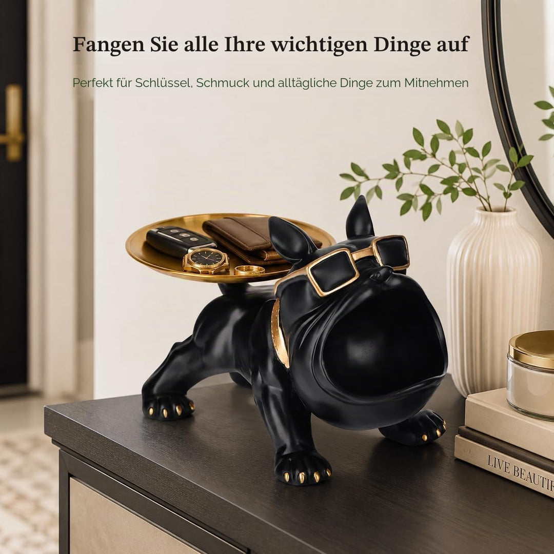 Französische Bulldogge,Moderne Dekoration aus Kunstharz,Bulldoggen-Tablett,Schlüsselhalter,Süssigkei