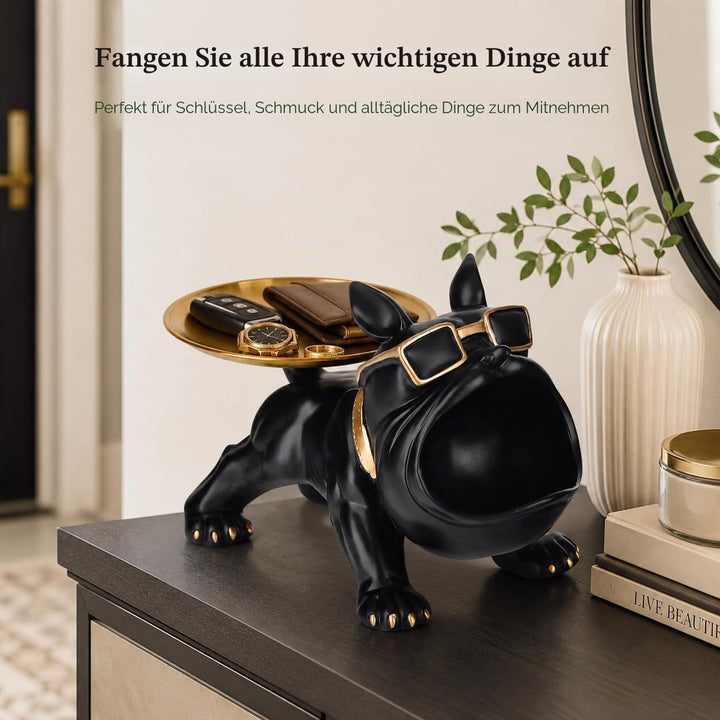 Französische Bulldogge,Moderne Dekoration aus Kunstharz,Bulldoggen-Tablett,Schlüsselhalter,Süssigkei