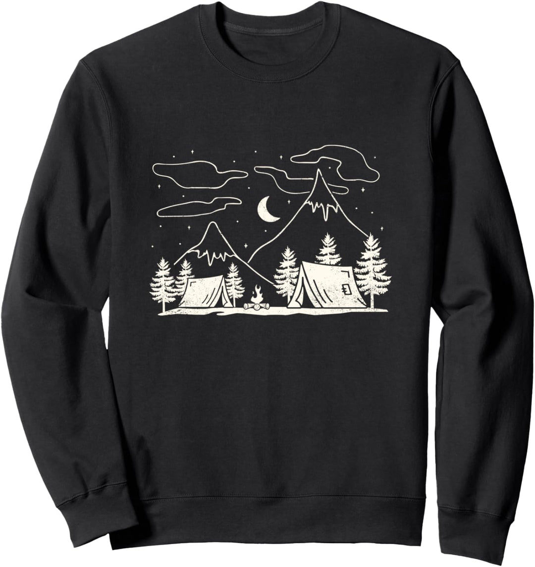 Camping graphic tree scene Forest hiking trendy Sweatshirt