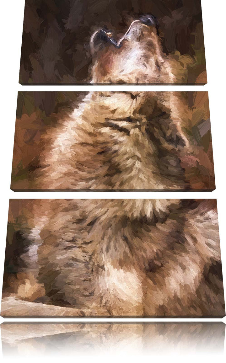 Pixxprint heulende Wölfe als Leinwandbild/Grösse: 3 Teilig (120x80) cm/Wandbild/Kunstdruck/fertig be