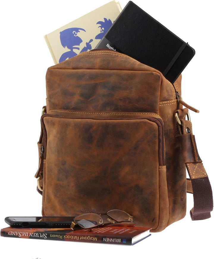 Greenburry Vintage Reporter Umhängetasche Leder 24 cm