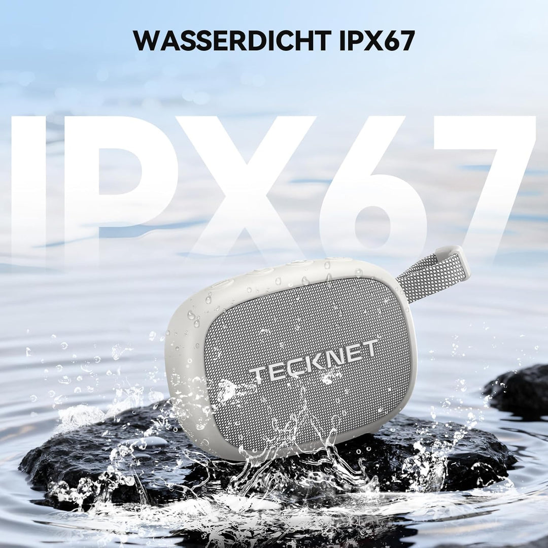 TECKNET Tragbare Bluetooth Lautsprecher, Mini Lautsprecher Bluetooth Musikbox IP67 Wasser- und staub