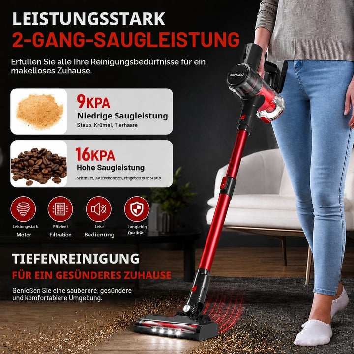 Kabelloser Staubsauger Einziehbarer 4-in-1 LED Akku Staubsauger 2-Stufen Anti-Tangle kabelloser Saug