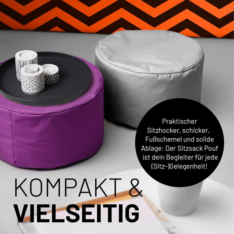 Lumaland Sitzsack Pouf (50 L) | Kompakter Sitzsack mit 3-in-1-Funktion: bequemer Hocker, praktisches