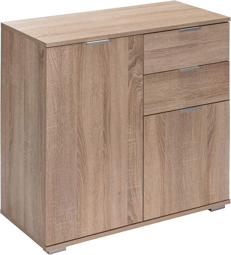 Casaria® Kommode mit 2 Türen 2 Schubladen 70x75x35cm Holz Modern spiegelbarer Aufbau Schlafzimmer Bü