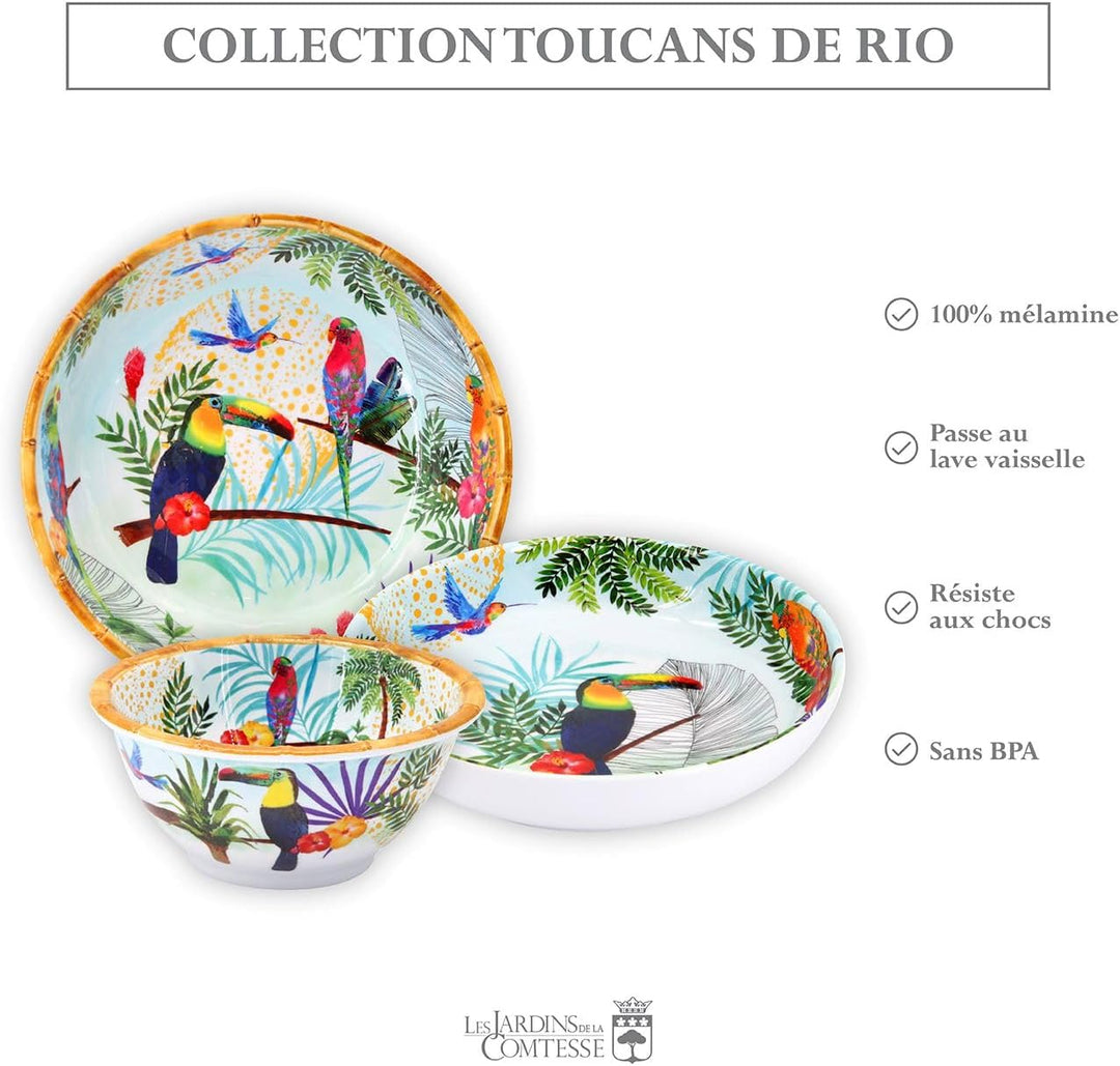 Les Jardins de la Comtesse - Kleine Schale aus reinem Melamin - Tukanen aus Rio - Multicolor - Ø 15