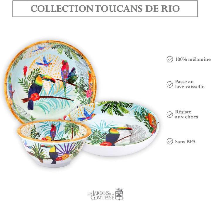 Les Jardins de la Comtesse - Kleine Schale aus reinem Melamin - Tukanen aus Rio - Multicolor - Ø 15