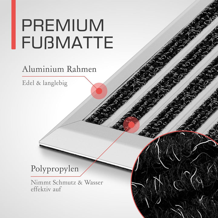 bomoe XXL Fussmatte Aussen rutschfest Rostfrei Fussabtreter Gitter 100 x 70 cm (Rechteckig) Silber,
