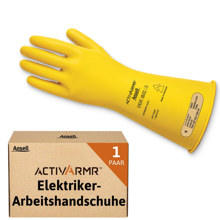 Ansell ActivArmr Elektriker-Schutzhandschuhe, Elektroschutz Klass 00 (500V), Elektrisch Isolierende