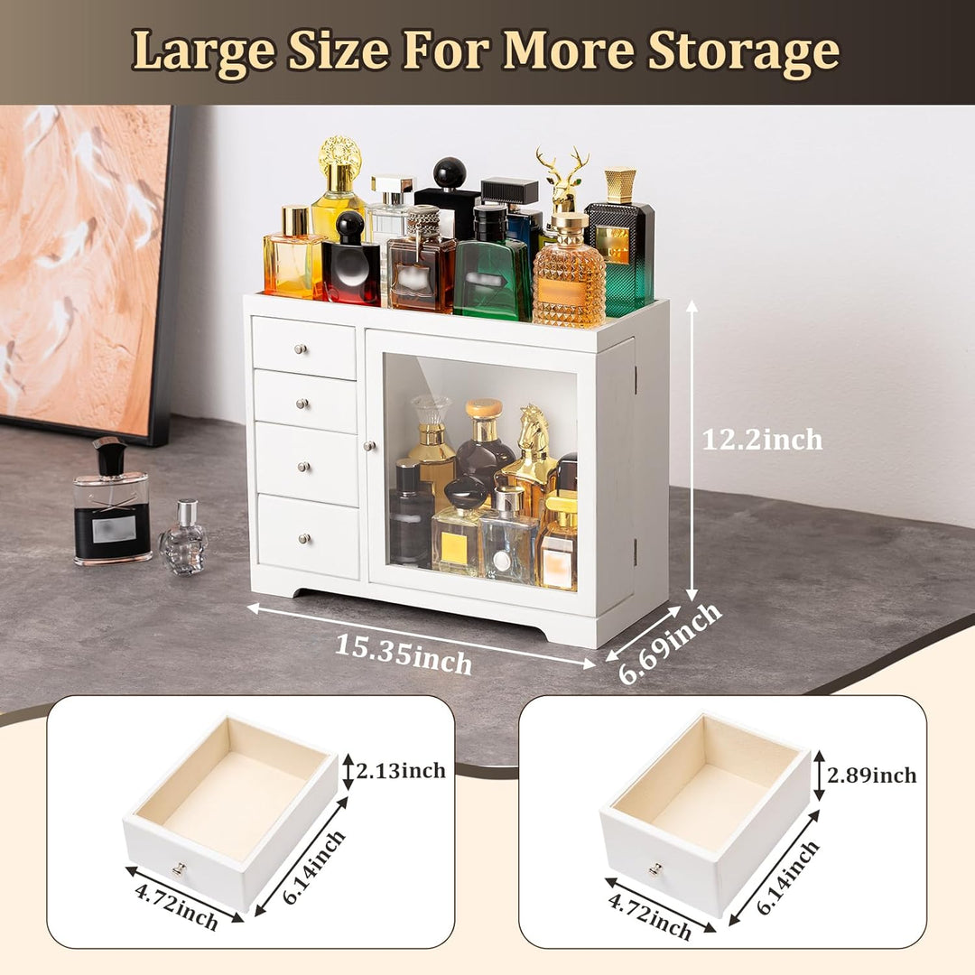 Parfüm Organizer, Holz Herren Parfüm Ständer mit Schublade, Parfüm Regal mit Transparent Sichtbarer
