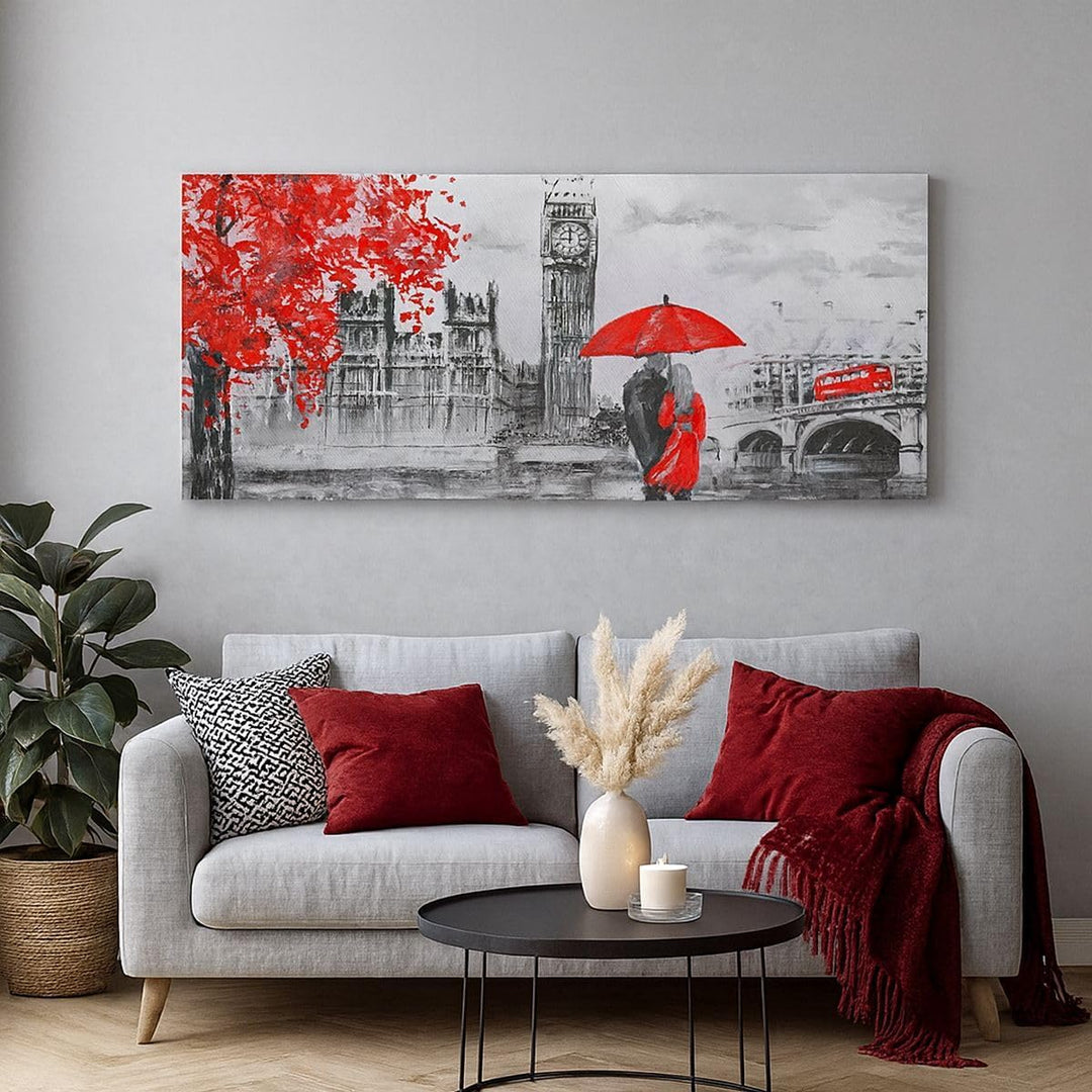 Wandbilder Dekoration Wohnzimmer London Architektur big ben Panorama Bilder auf Leinwand 120x50cm Le