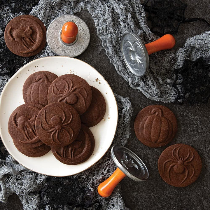 Nordic Ware Halloween Cookie Stamps (3er Set), stabiles Aluguss Keksstempel Set, Cookie Press Set Ma