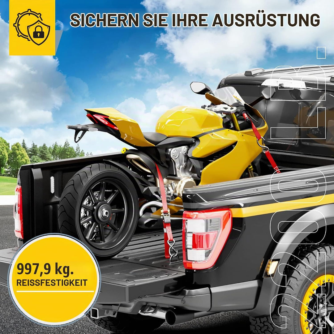 AUGO Spanngurte mit Ratsche – 2 Stück – 4,5 m –1000 kg Tragkraft – Lastengurte für bewegliche Geräte