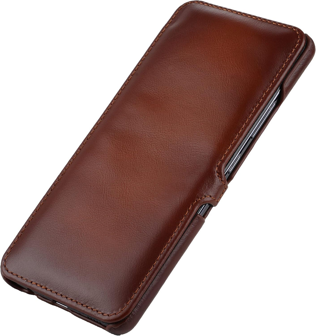 STILGUT Book Case kompatibel mit Samsung Galaxy A42 5G Hülle aus Leder mit Clip-Verschluss, Lederhül