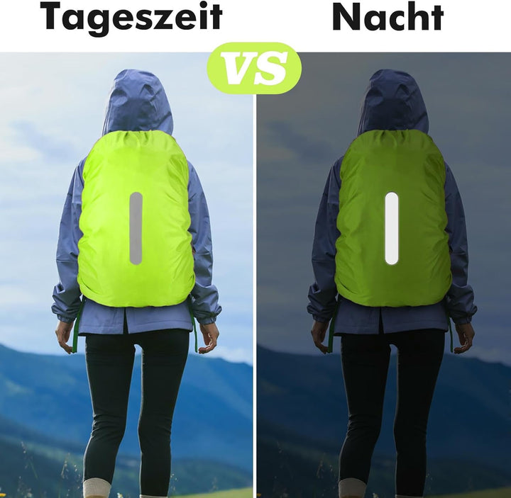 wasserdichte Rucksack-Regenhülle mit Aufbewahrungstasche Schultaschen-Reflektor Rucksackhülle mit re