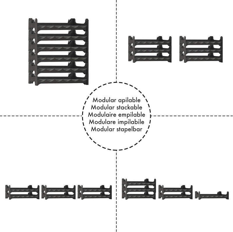 Grizzly Flaschenregal - Modulares, stapelbares Design für 36 Flaschen, Weinregal Anthrazit 6 Module