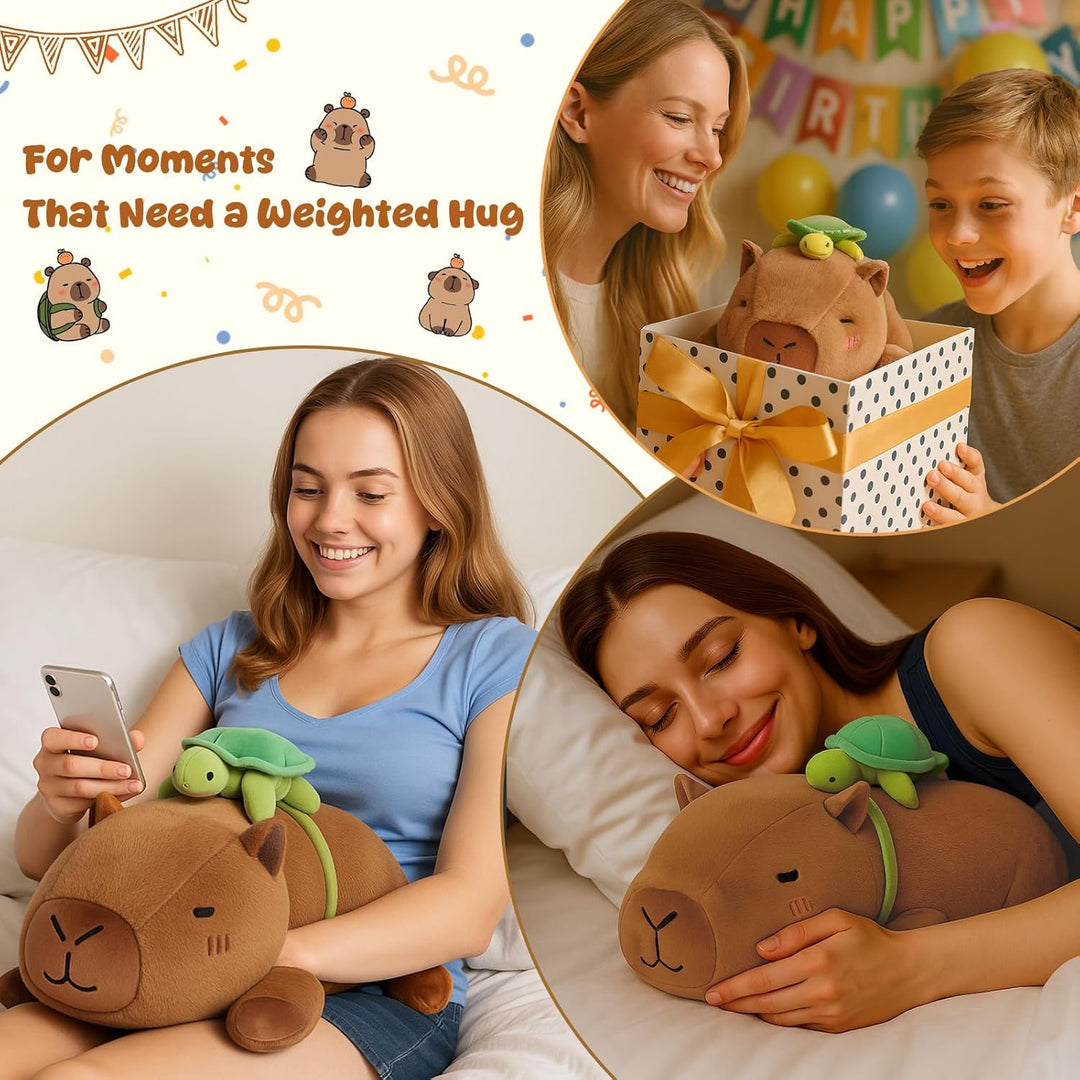 SQEQE Gewichtetes Capybara Kuscheltier, Weiches Wasserschwein Plüschtier Kuscheltierkissen mit Gewic