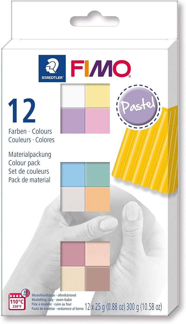 Staedtler Soft Modelliermasse, Pastellfarben, 2er-Pack, Modellierung, 2944030011 12 Blöcke Pastellfa