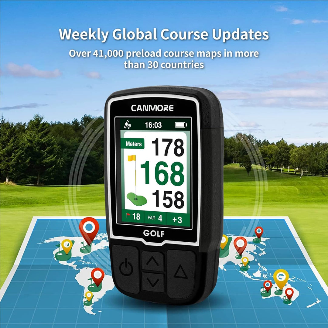 Canmore HG200 Golf-GPS – wasserfestes 2-Zoll-Vollfarbdisplay mit über 41.000 wichtigen Golfplatzdate
