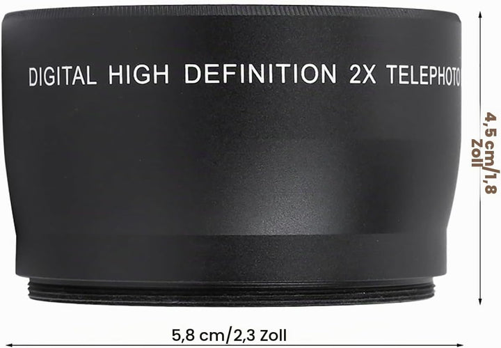Teleobjektiv 58 Mm 2-fache Vergrösserung Universal-Telekonverter Teleobjektiv für Kamerazubehör
