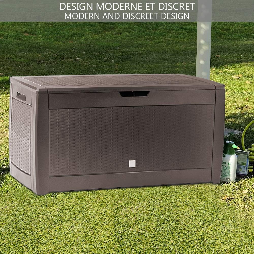 VOUNOT Gartenbox Aufbewahrung Wasserdicht 310 Liter, Aufbewahrungsbox Garten, Auflagenbox Gross, Kis