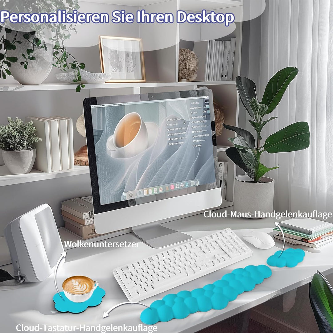 Sushret Handballenauflage Tastatur Wolke, Ergonomische Handauflage Mit PU Leder Memory Schaum, Cloud