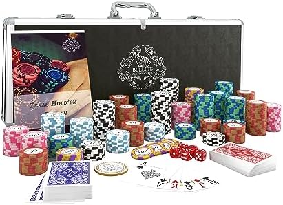 Bullets Playing Cards | Pokerkoffer „Carmela“ mit 300 Clay Pokerchips 14g | Pokerset mit Karten, Wür