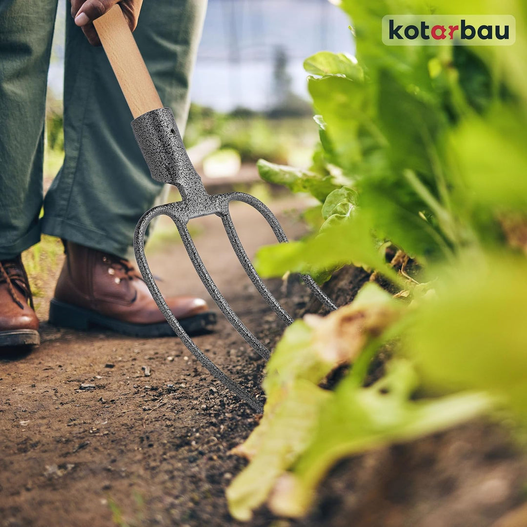 KOTARBAU® Forke 4 Zinken Heugabel Mistgabel Mistforke Gartengabel Gartenforke Dunggabel Spatengabel
