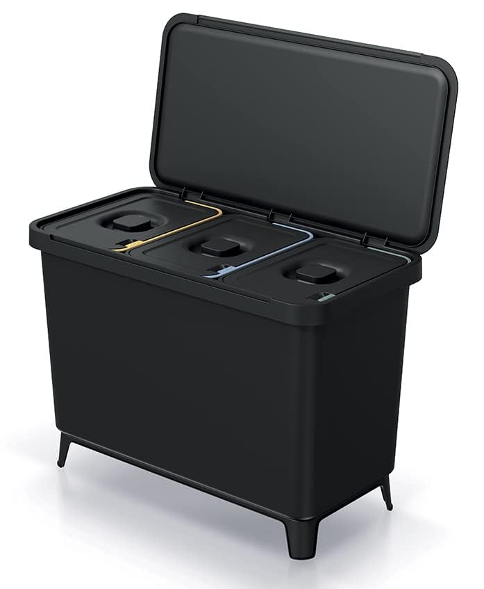 BirnePower Mülleimer 3er Set 3x 10L Müllbehälter Abfalleimer 30L Mülltrennsystem Müllsammler Set Ein
