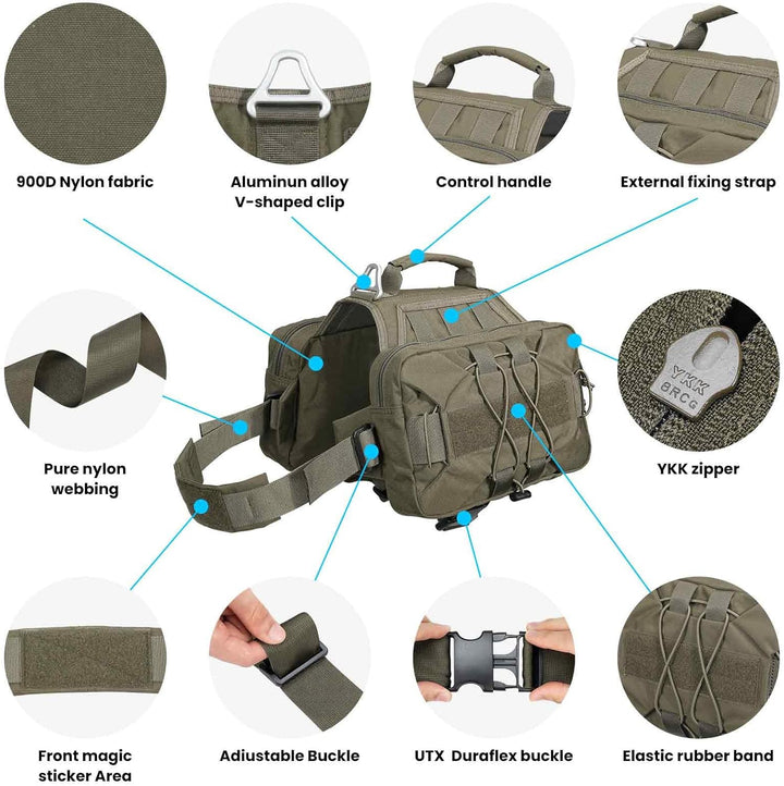 EXCELLENT ELITE SPANKER Service Jagd Hund Rucksack Rucksack Hundegeschirr Satteltasche Hunderucksack