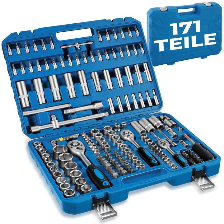 TecTake 171 tlg. Knarrenkasten 1/4, 3/8 und 1/2 Zoll Nusskasten Ratschenkasten Steckschlüssel Set